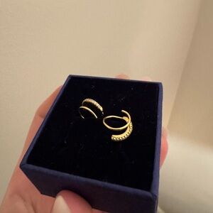 14k gold plated with Cz pave diamond loop earring